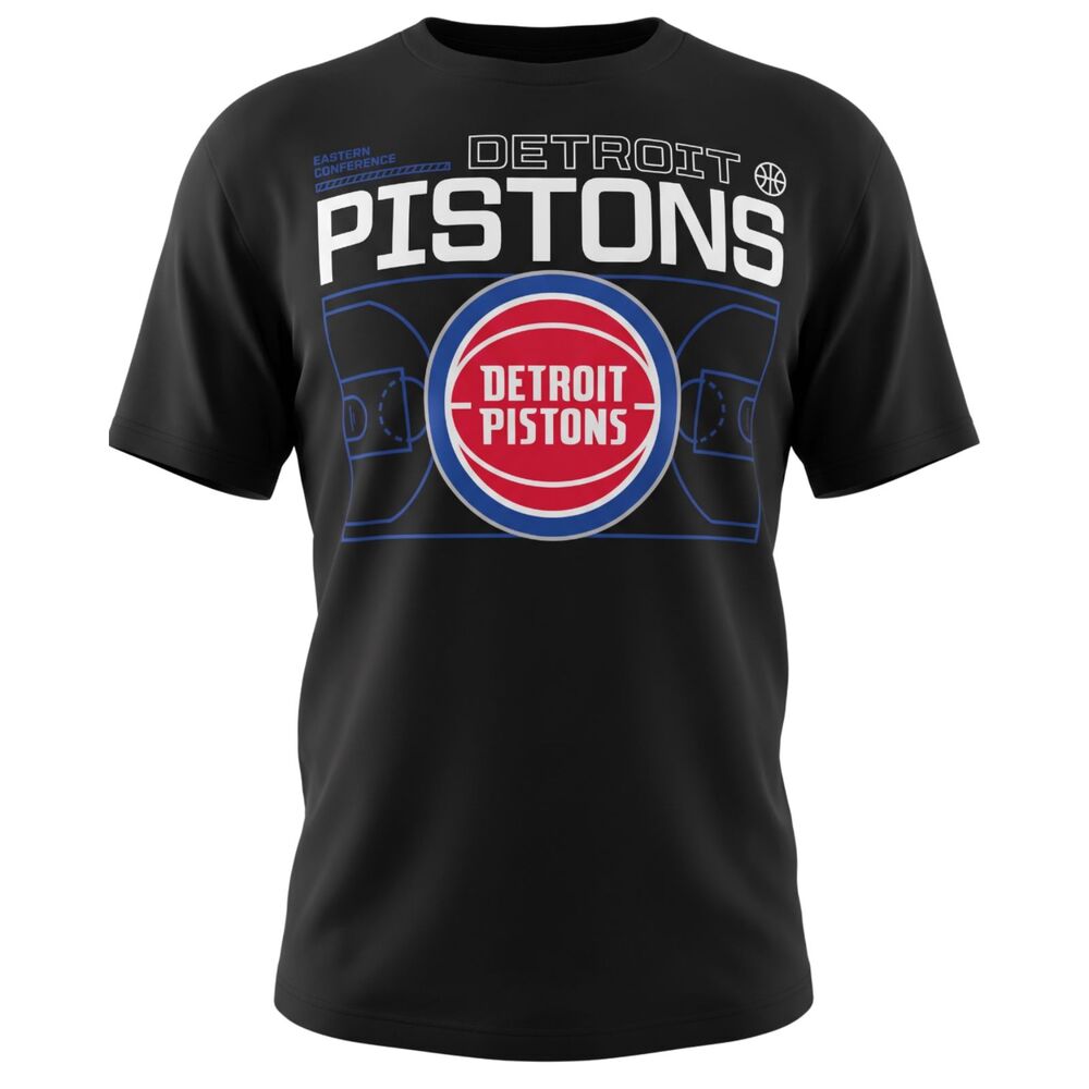NEW NBA Pistons Black Graphic Cotton Tee T-Shirt Men's XL